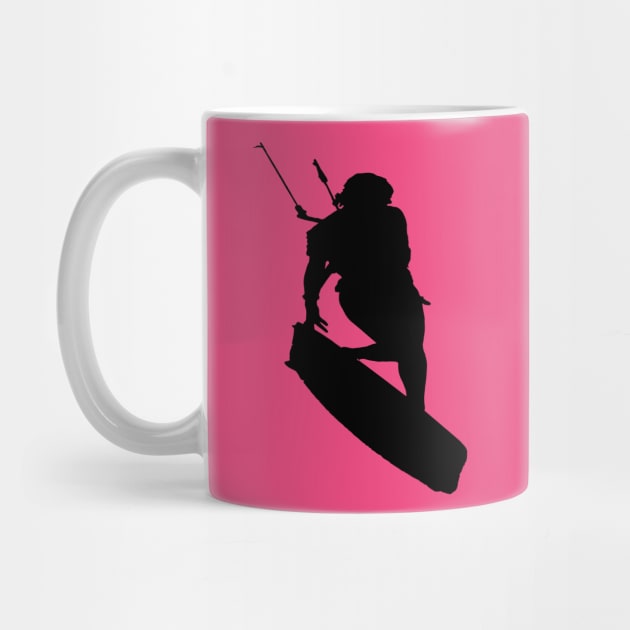 Kitesurfers Freestyle Kite Female Rider Black Silhouette by taiche